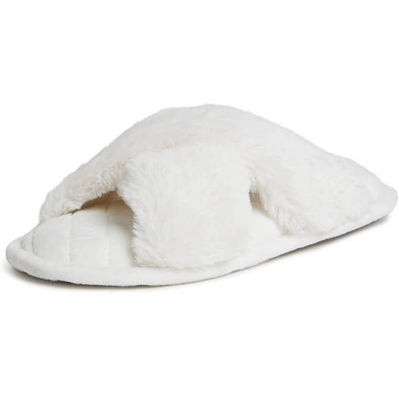 Dearfoams Woman’s White Fuzzy Slippers Size Large 9-10 - Picture 3 of 5